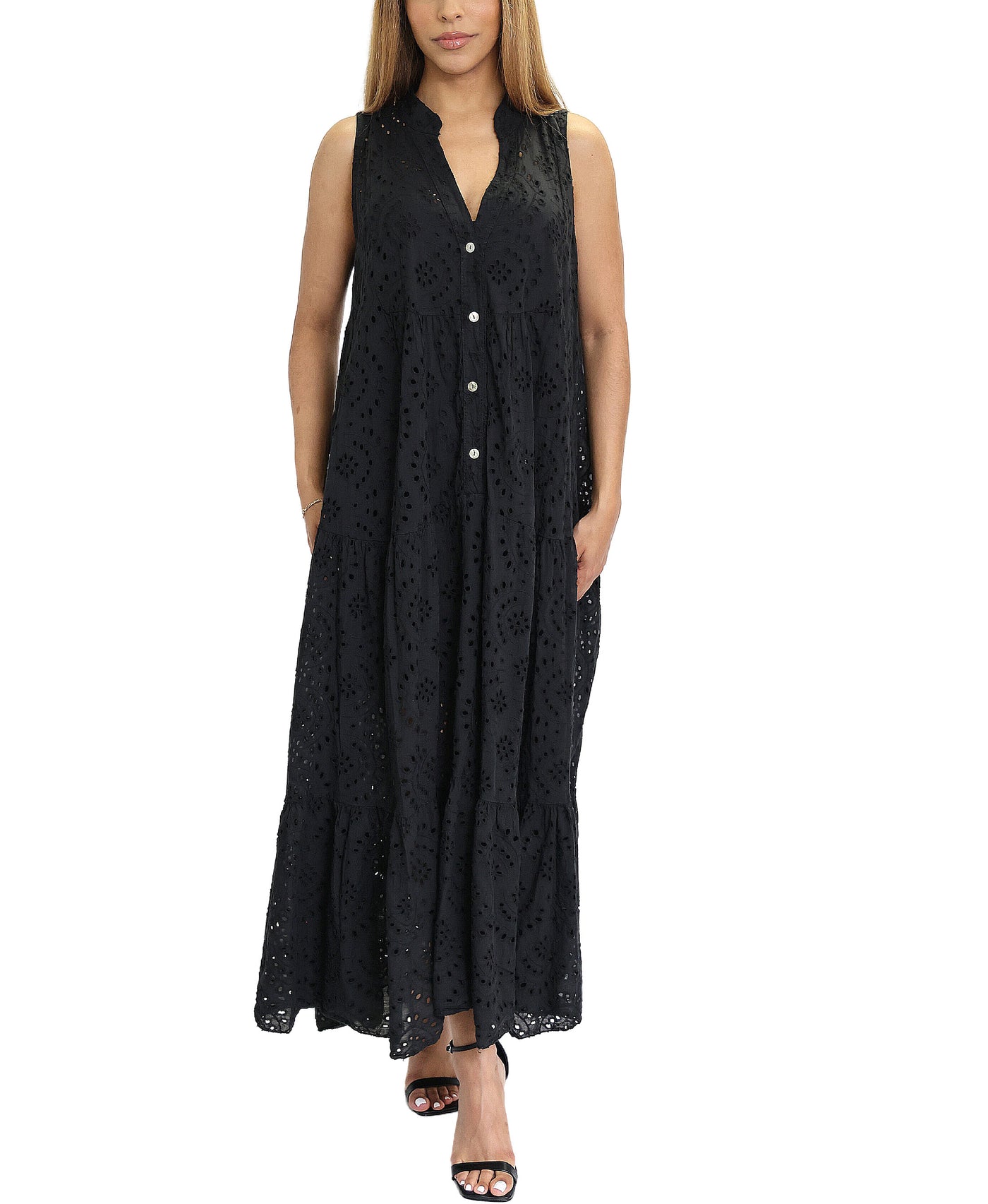 Eyelet Tiered Maxi Dress image 1