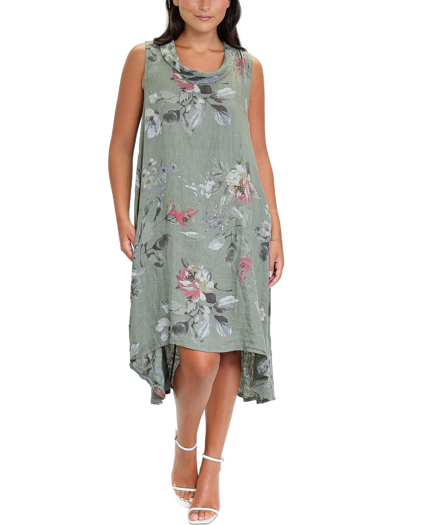 Floral Hi-Lo Linen Dress image 1