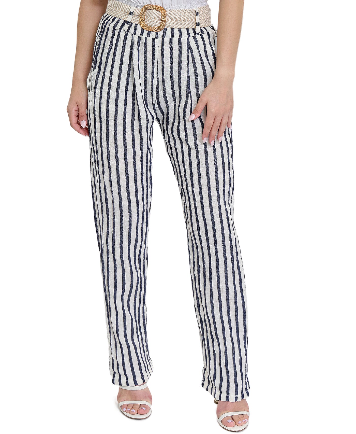 Striped Pants w/ Belt image 1