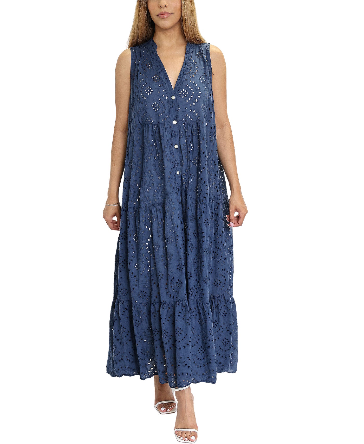 Eyelet Tiered Maxi Dress image 1