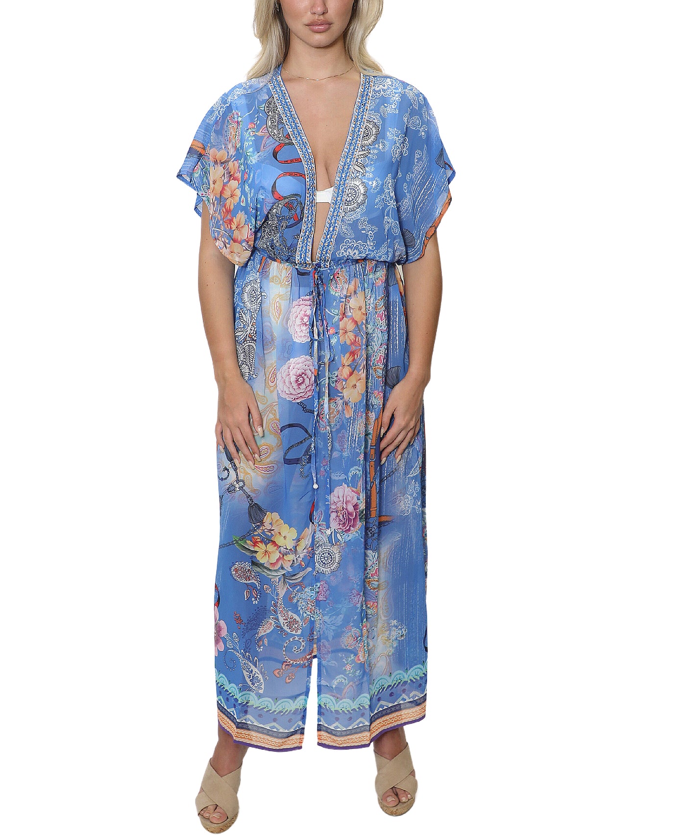 Embellished Kimono Swim Cover-Up image 1