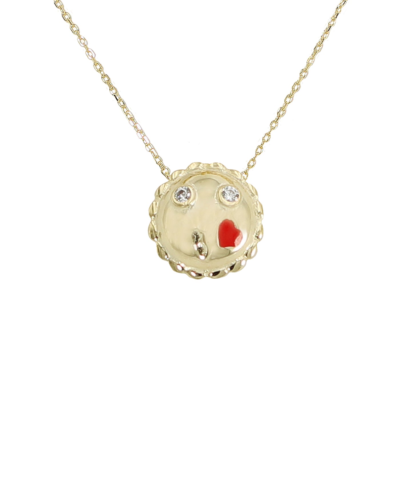 Emoji Necklace w/ CZ Eyes & Heart image 1