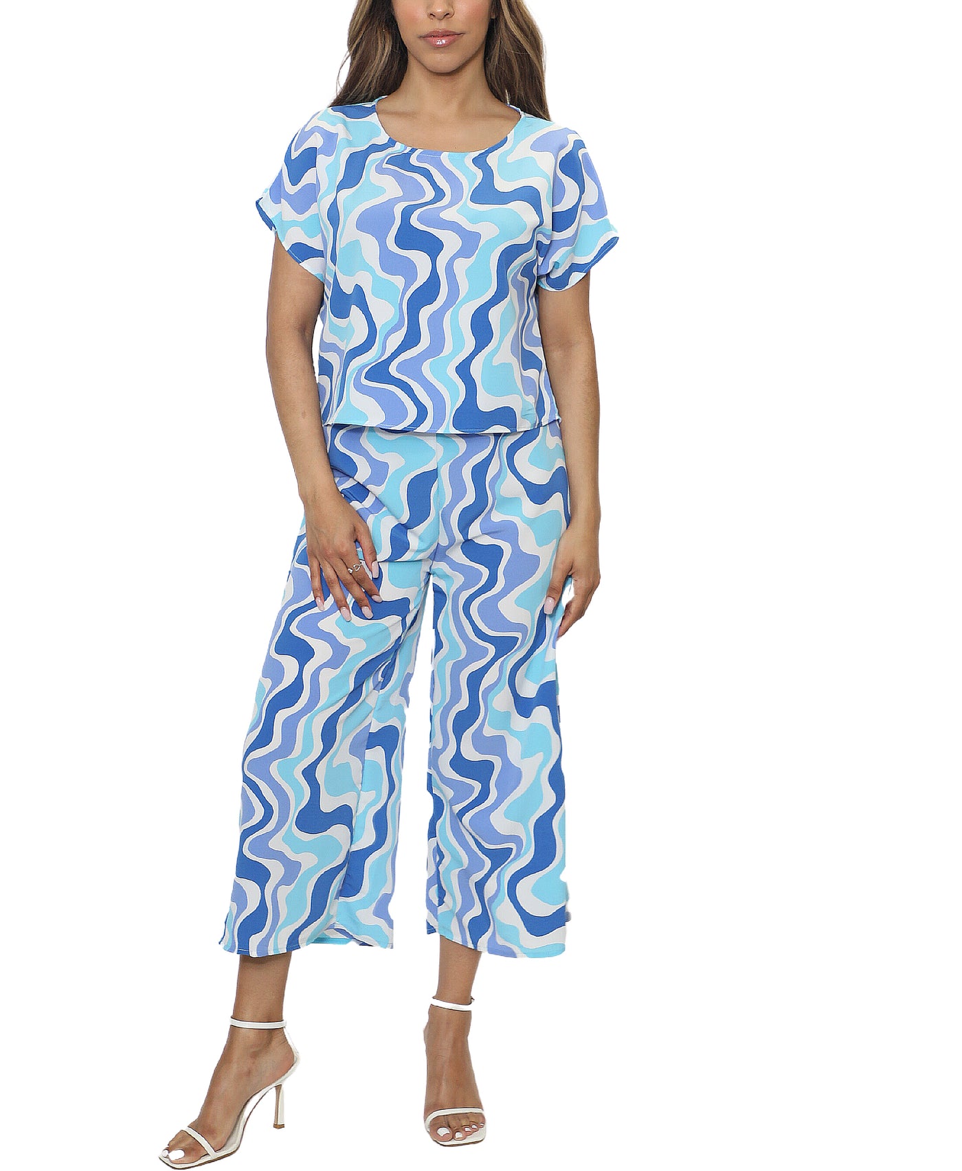 Wave Print Top & Pant - 2 Pc Set image 1