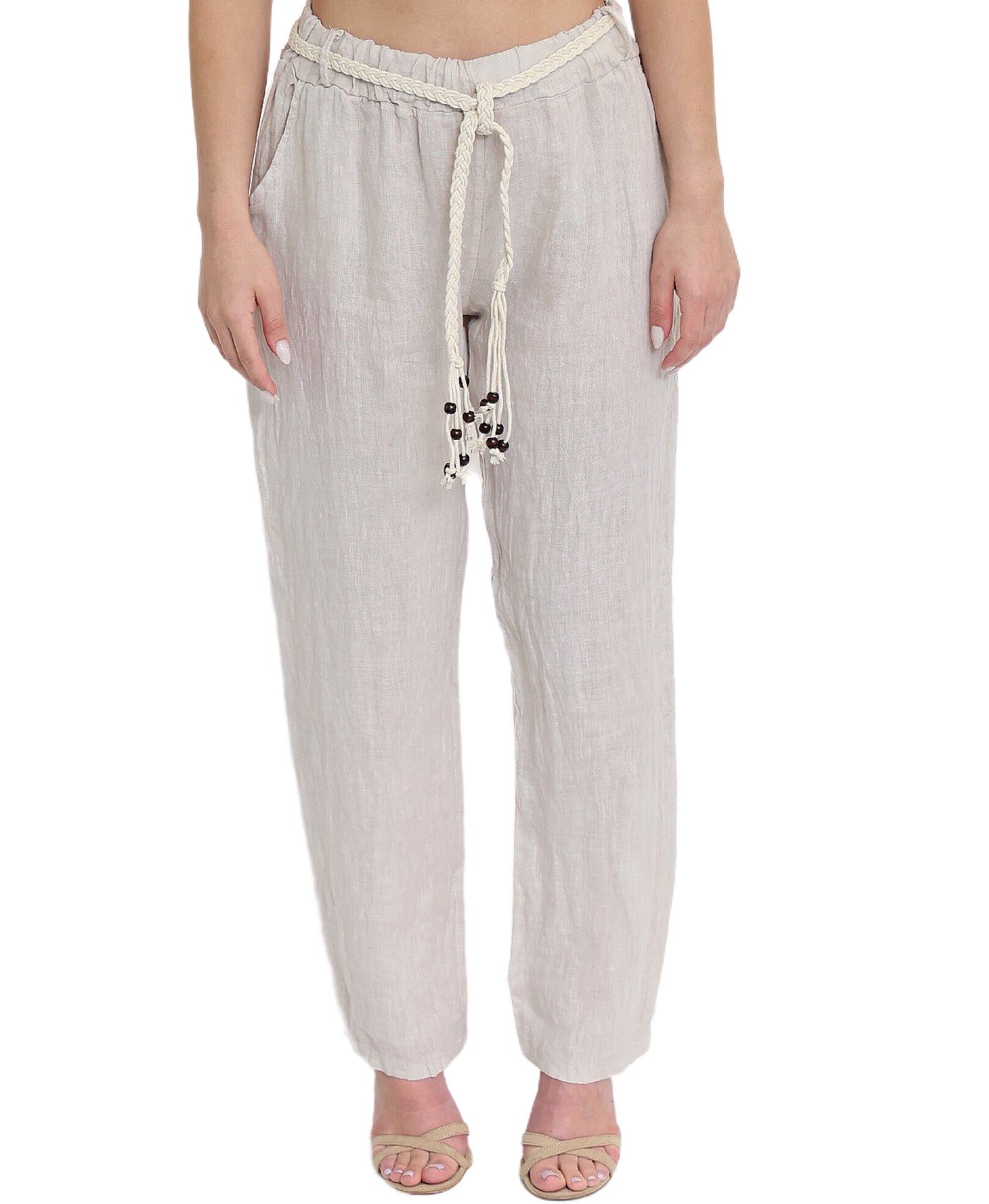 Linen Pants w/ Braided Belt image 1